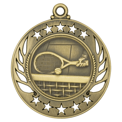 Antique Gold 2 1/4" Tennis Galaxy Medal
