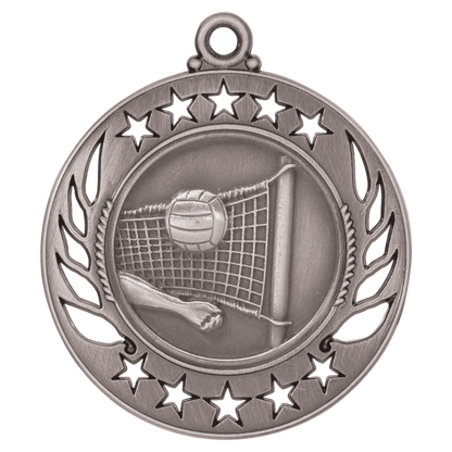 Antique Silver 2 1/4" Volleyball Galaxy Medal