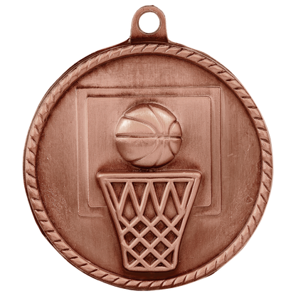 Antique Bronze 2" Basketball High Relief Medal