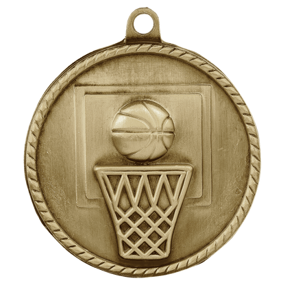 Antique Gold 2" Basketball High Relief Medal