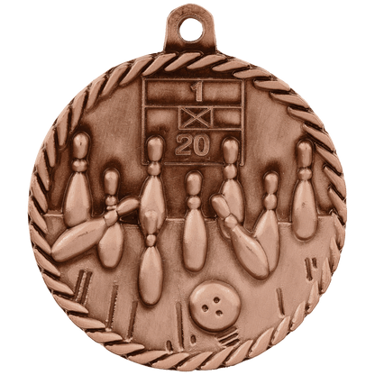 Antique Bronze 2" Bowling High Relief Medal