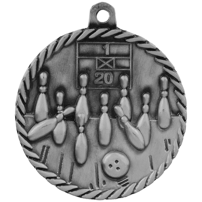 Antique Silver 2" Bowling High Relief Medal