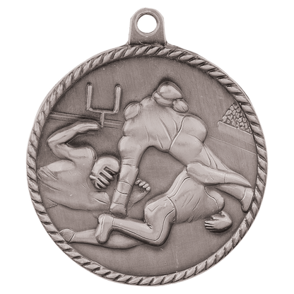 Antique Silver 2" Football High Relief Medal