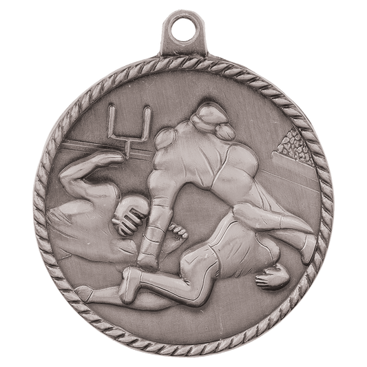 Antique Silver 2" Football High Relief Medal