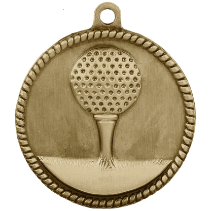 Antique Gold 2" Golf High Relief Medal