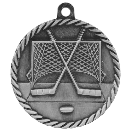 Antique Silver 2" Hockey High Relief Medal