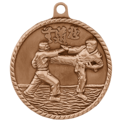 Antique Bronze 2" Martial Arts High Relief Medal