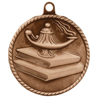 Antique Bronze 2" Lamp of Knowledge High Relief Medal