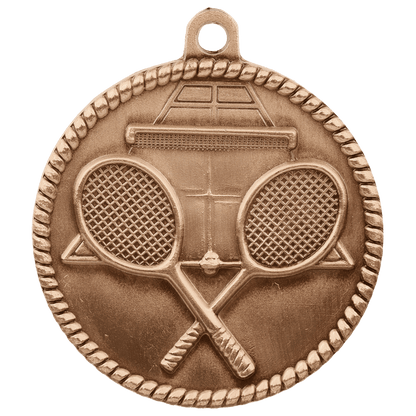 Antique Bronze 2" Tennis High Relief Medal