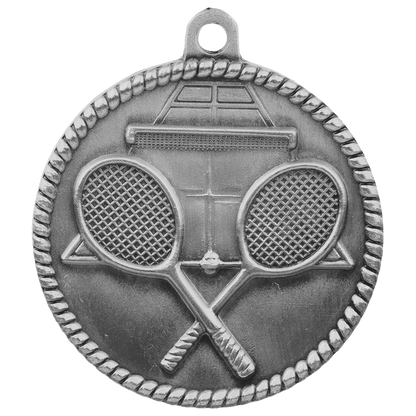 Antique Silver 2" Tennis High Relief Medal