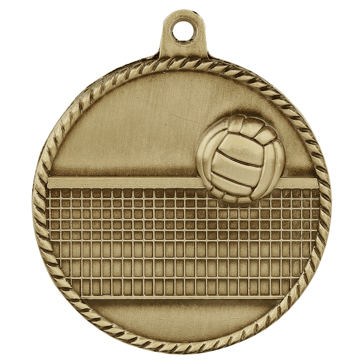 Antique Gold 2" Volleyball High Relief Medal