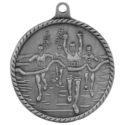 Antique Silver 2" Cross Country High Relief Medal
