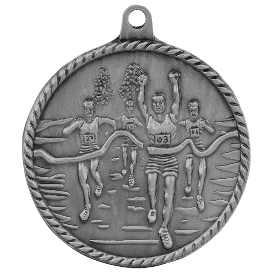 Antique Silver 2" Cross Country High Relief Medal