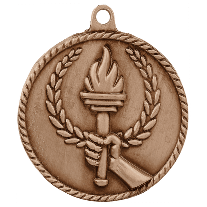 Antique Bronze 2" Torch High Relief Medal