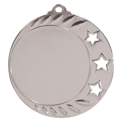 Bright Silver 2 3/4" 3-Star 2" Insert Holder Medal