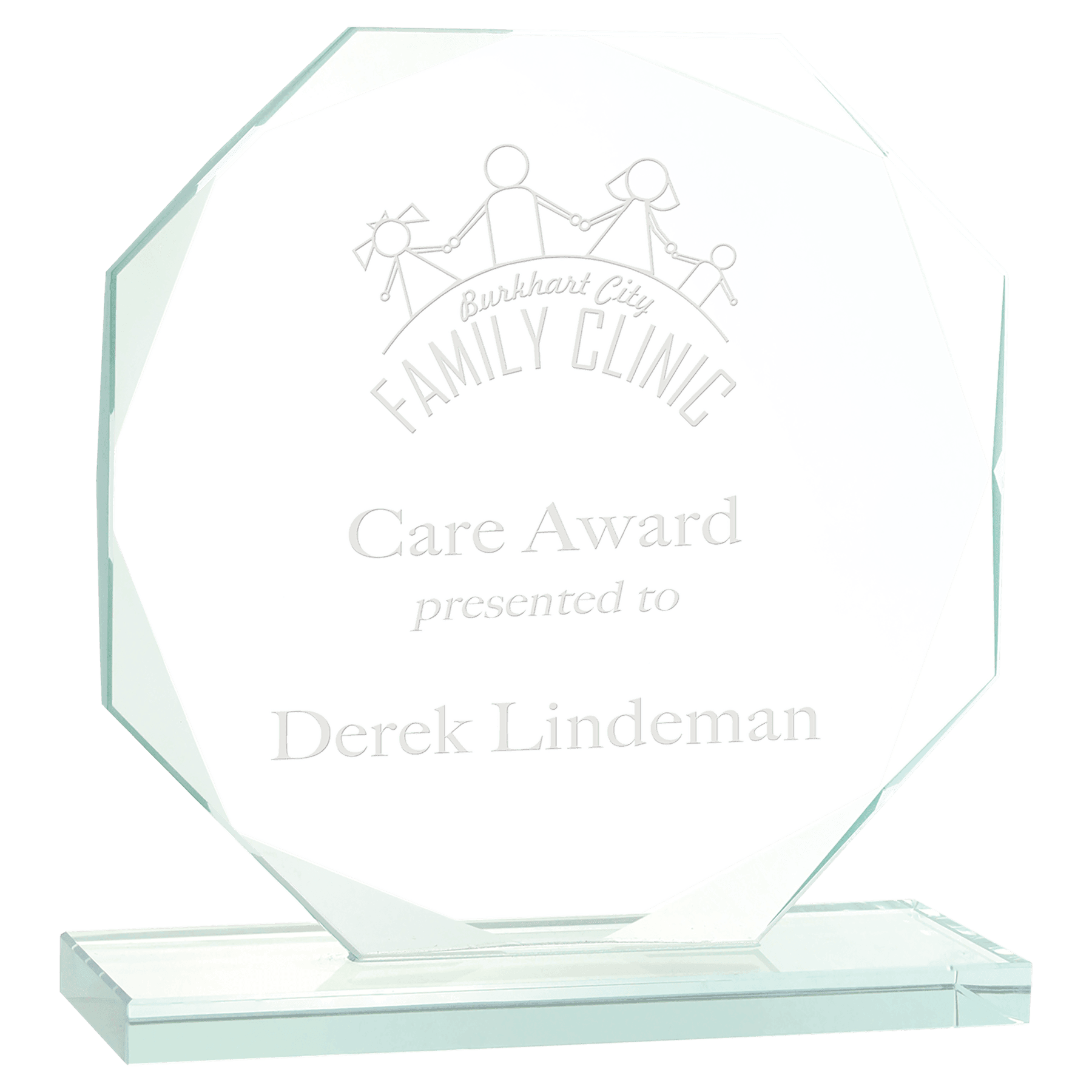6 1/2" Octagon Jade Glass Award