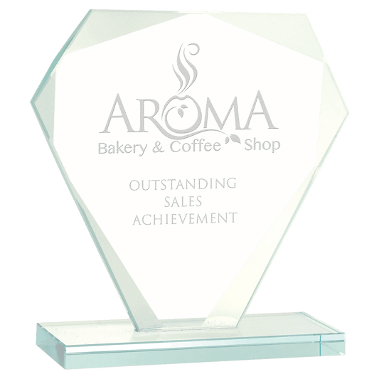 5 1/2" Cut Diamond Jade Glass Award
