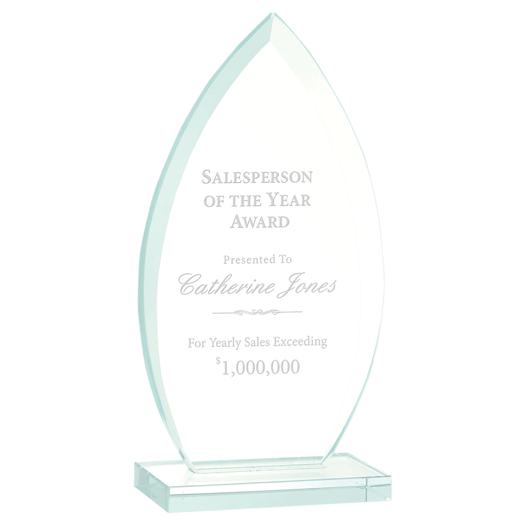 7 3/4" Oval Jade Glass Award