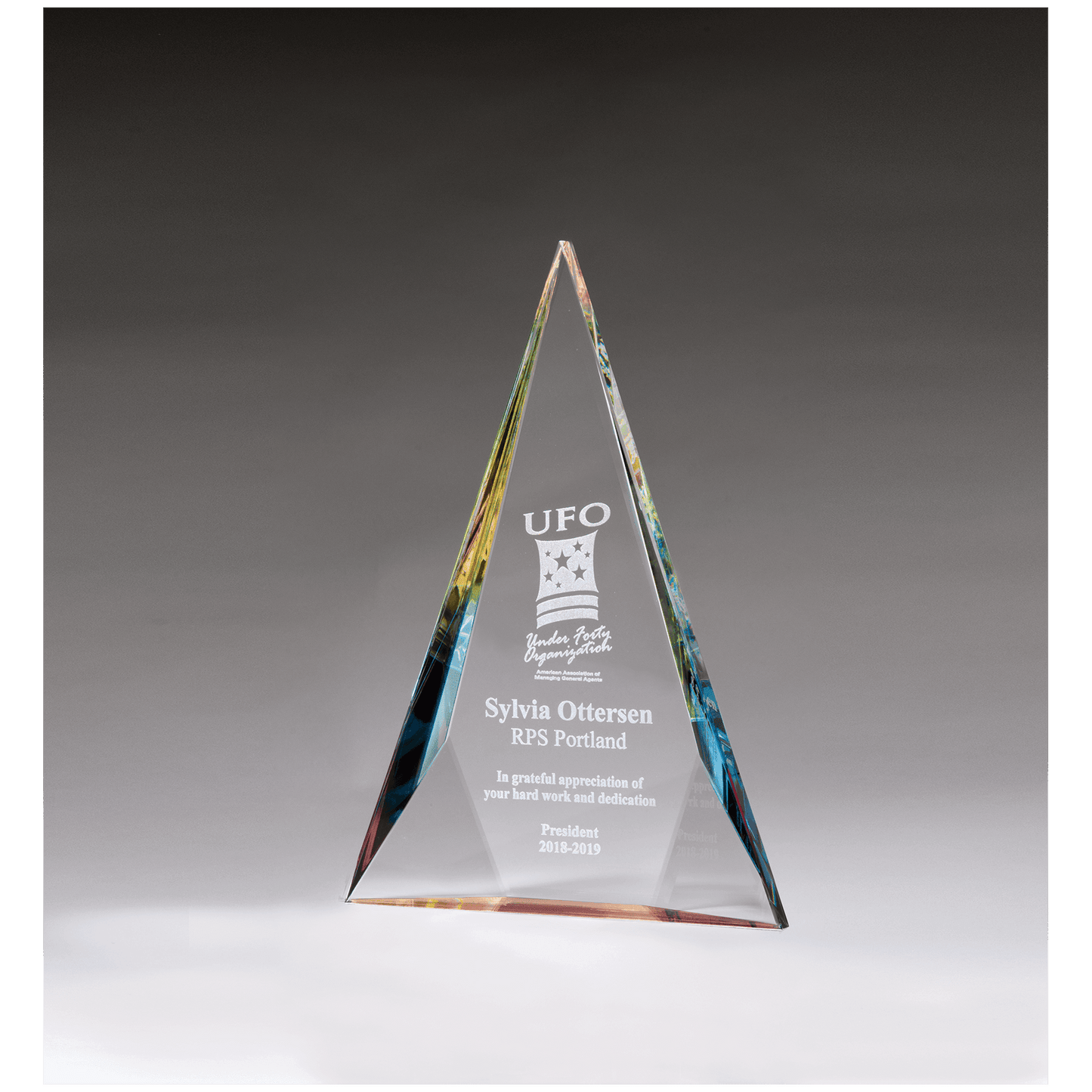 8 3/8" x 12" x 1 1/8" (Tapered) Diamond Series Crystal with Prism-Effect