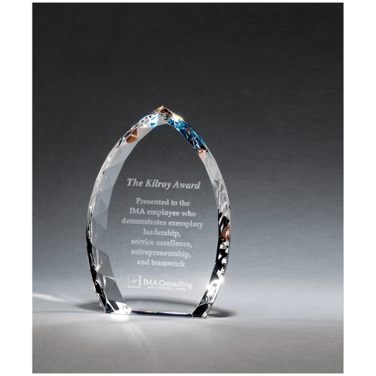 4" x 6" x 1" (Tapered) Crystal Flame with Jeweled Edge and Prism-Effect