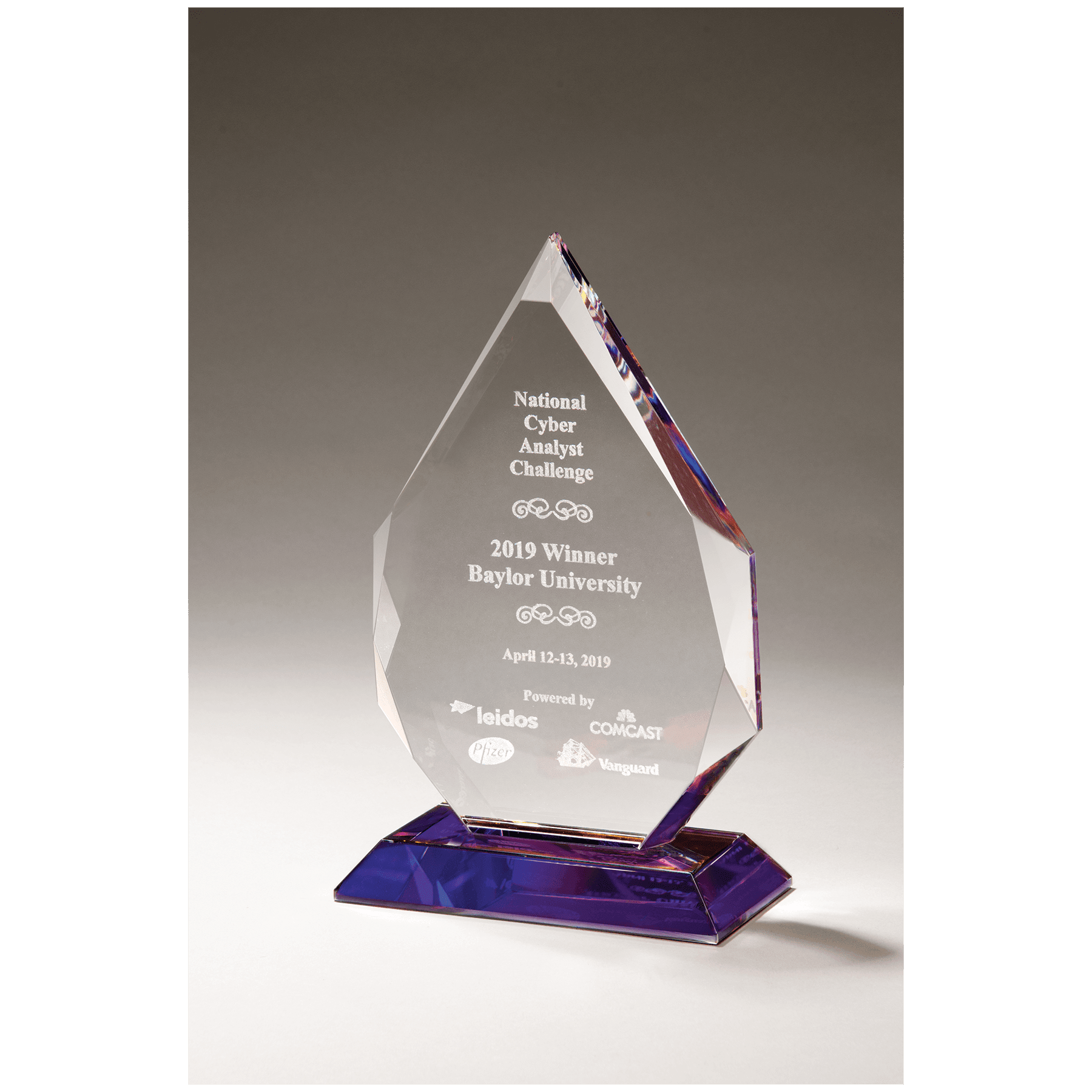 5 7/8" x 9 7/8" Flame Series Crystal with Prism-Effect Base