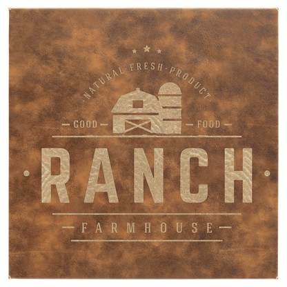 Rustic/Gold 10" x 10" Laserable Leatherette Wall Decor with Sawtooth Hanger
