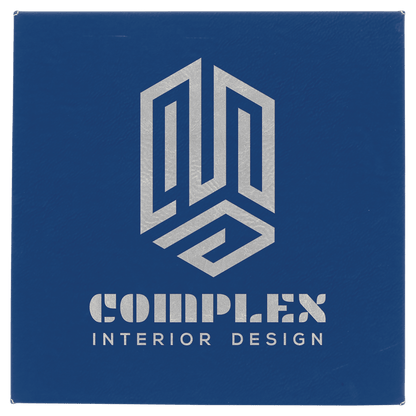 Blue/Silver 10" x 10" Laserable Leatherette Wall Decor with Sawtooth Hanger