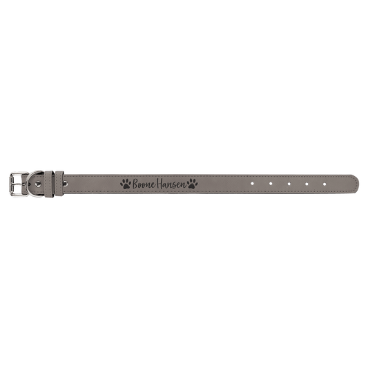 Gray Small 15" x 3/4" Laserable Leatherette Dog Collar