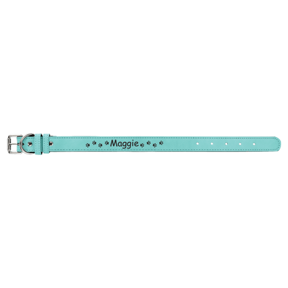 Teal Small 15" x 3/4" Laserable Leatherette Dog Collar