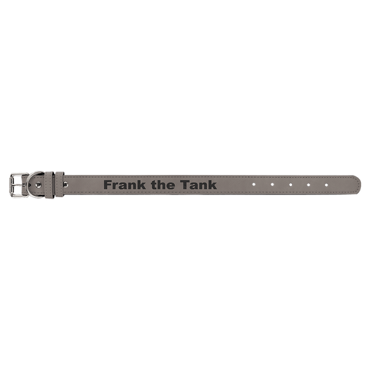Gray Medium 19" x 1" Laserable Leatherette Dog Collar