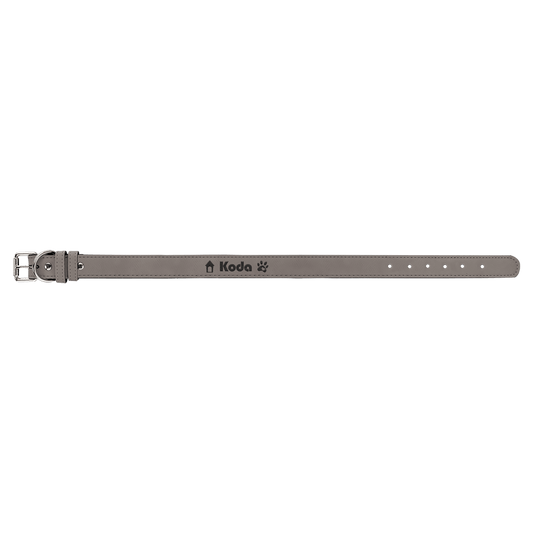 Gray Extra Large 27" x 1 1/4" Laserable Leatherette Dog Collar