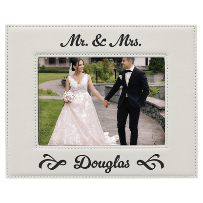 White 5" x 7" Laserable Leatherette Photo Frame