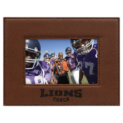 Football 4" x 6" Laserable Leatherette Photo Frame