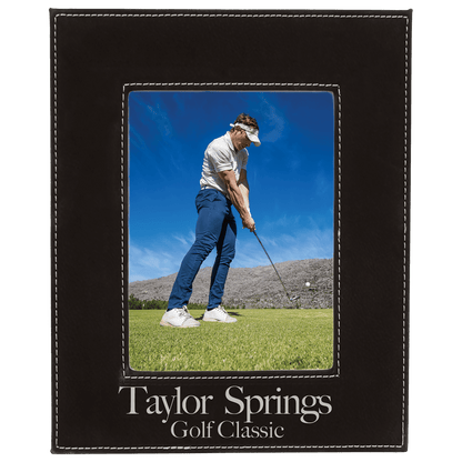 Black/Silver 5" x 7" Laserable Leatherette Photo Frame