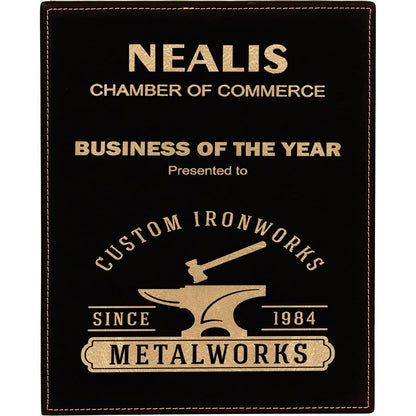 Black/Gold 10 1/2" x 13" Laserable Leatherette Plaque