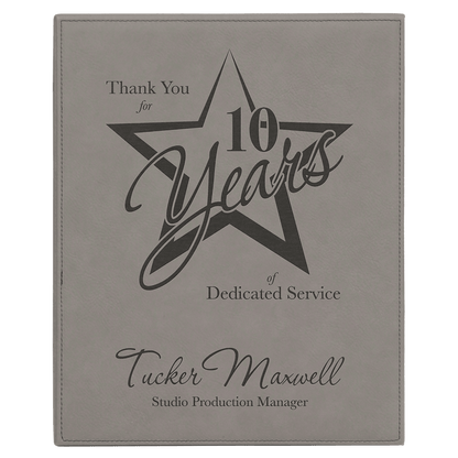 Gray 10 1/2" x 13" Laserable Leatherette Plaque