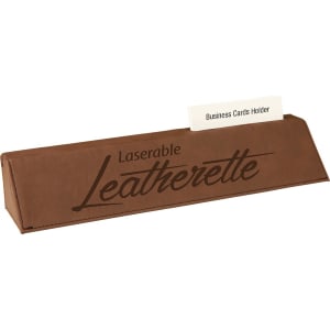 Dark Brown Leatherette Desk Wedge with Business Card Holder