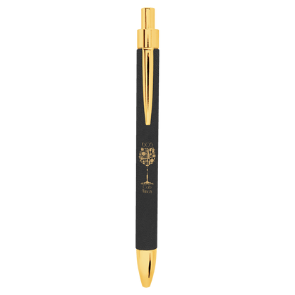 Black/Gold Laserable Leatherette Pen