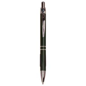 Gloss Black Anodized Aluminum Ballpoint Pen with Rubber Gripper