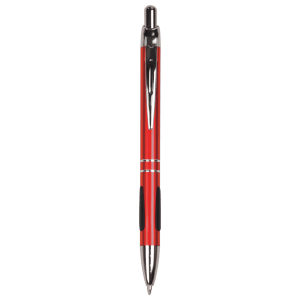 Gloss Red Anodized Aluminum Ballpoint Pen with Rubber Gripper