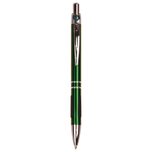 Gloss Green Anodized Aluminum Ballpoint Pen with Rubber Gripper