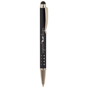 Gloss Black Anodized Aluminum Ballpoint Pen with Stylus
