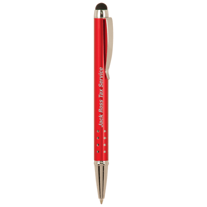 Red with Silver Trim Laserable Pen with Stylus
