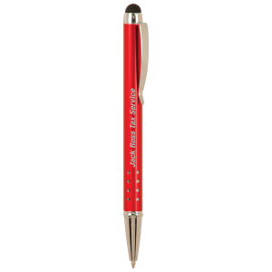 Gloss Red Anodized Aluminum Ballpoint Pen with Stylus