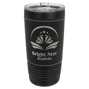 Black with Black/Silver Leatherette Wrapped 20 oz. Polar Camel with Slider Lid