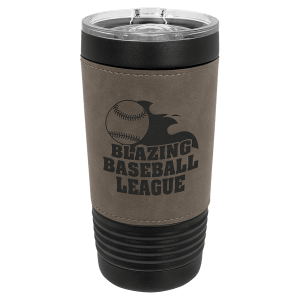Black with Gray Leatherette Wrapped 20 oz. Polar Camel with Slider Lid