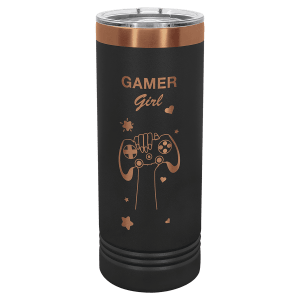 Polar Camel 22 oz. Black/Rose Gold ION-Plated Skinny Tumbler with Slider Lid
