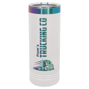 Polar Camel 22 oz. White/Prism ION-Plated Skinny Tumbler with Slider Lid