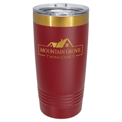 Polar Camel 20 oz. Maroon/Bright Gold ION-Plated Ringneck Tumbler with Slider Lid