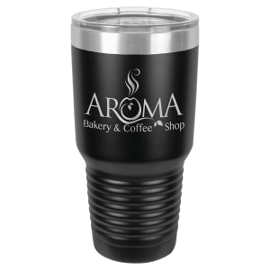 Black with Silver Ring 30 oz. Polar Camel Ringneck Tumbler with Lid